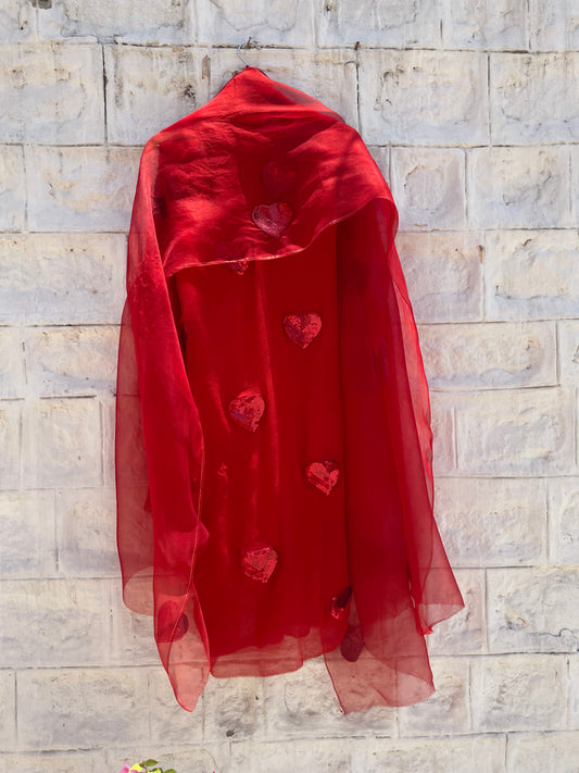 Sequins Heart Chiffon Suit