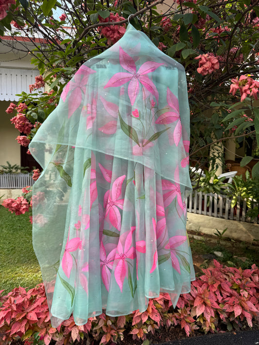 Lilies & Birds Organza Lehenga