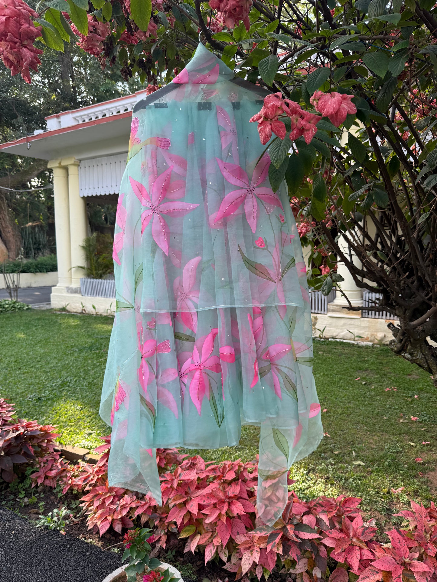 Lilies & Birds Organza Lehenga