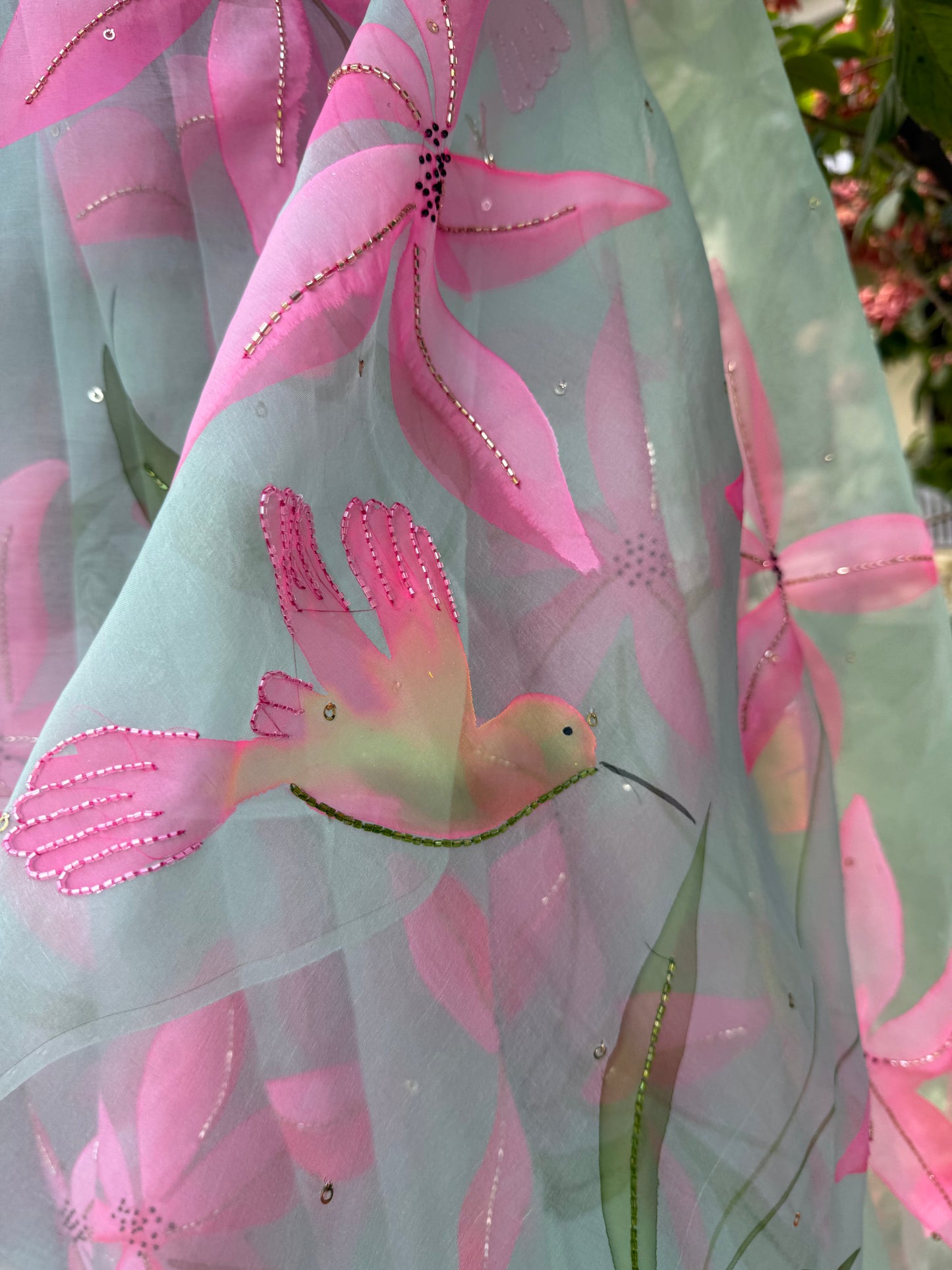 Lilies & Birds Organza Lehenga