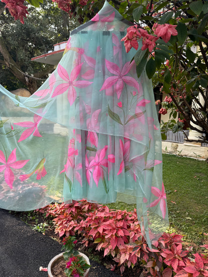 Lilies & Birds Organza Lehenga