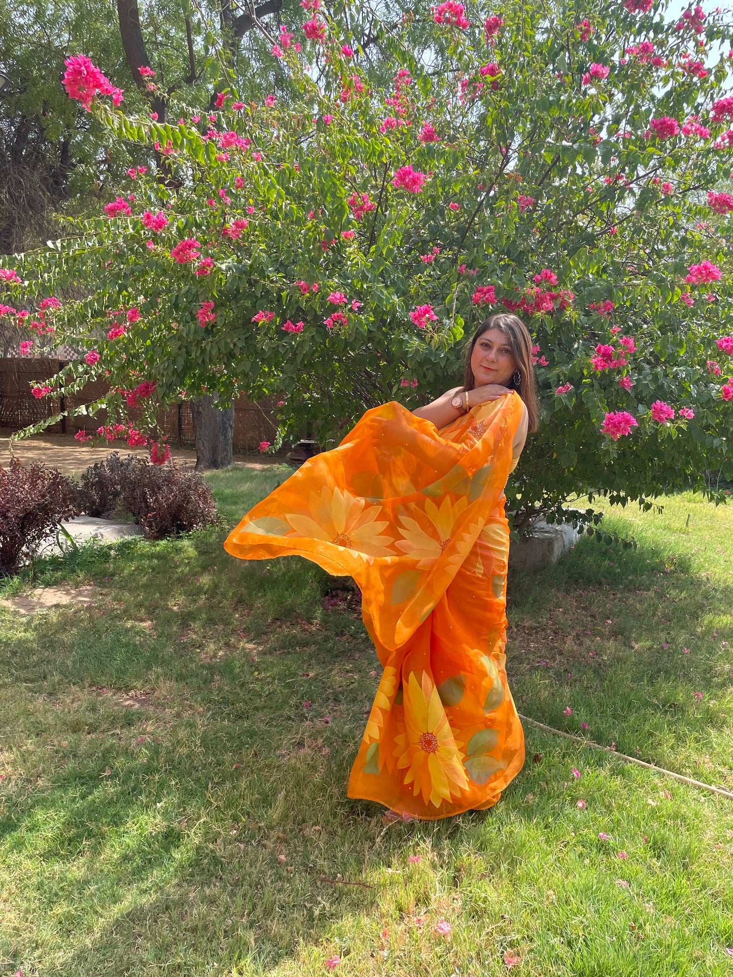 Sunflower Organza Saree