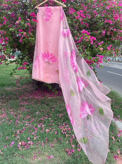 Lotus Orgaza Saree