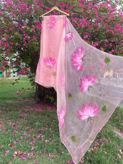 Lotus Orgaza Saree