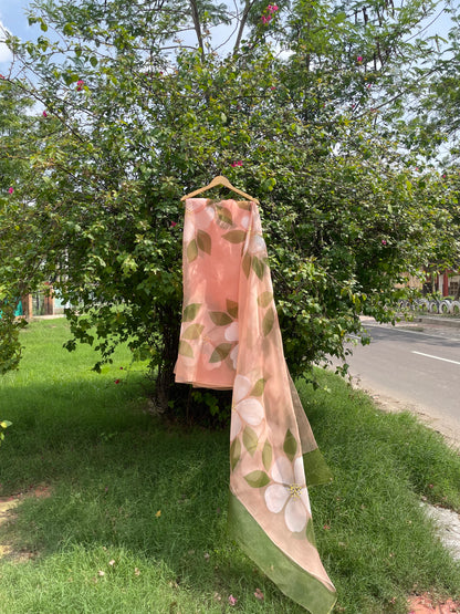 Big Hibiscus Organza Saree