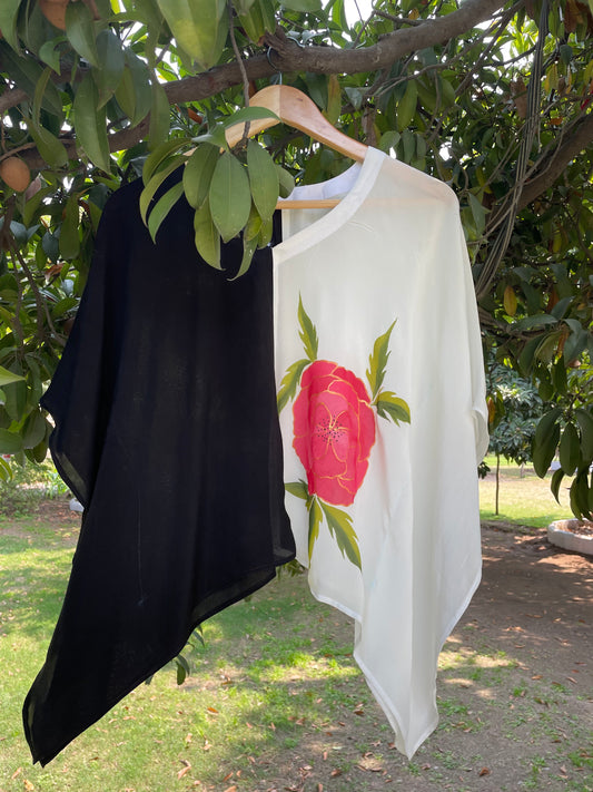 Black & white Crepe Kaftan