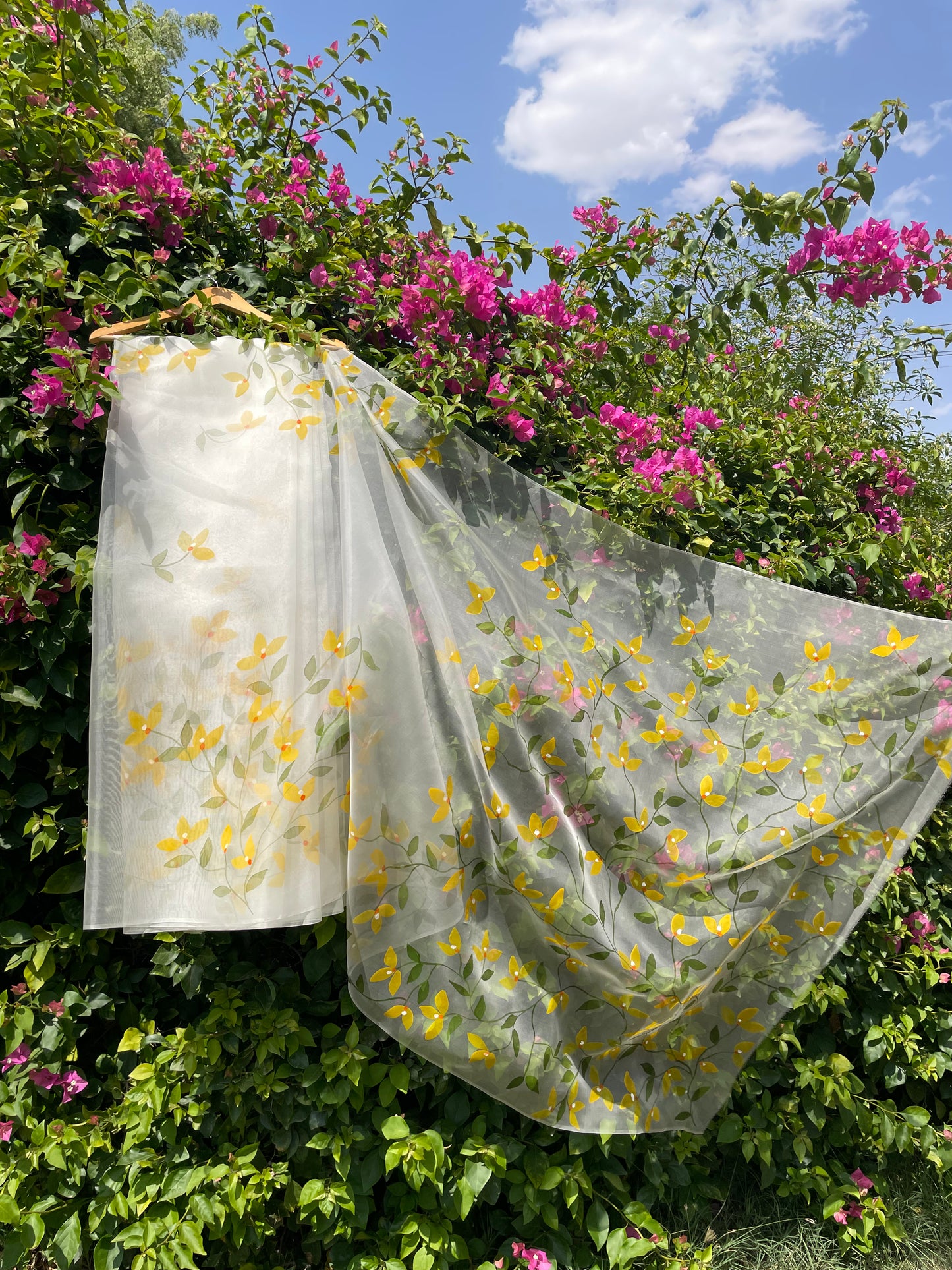 Bougainvilleas Organza Saree