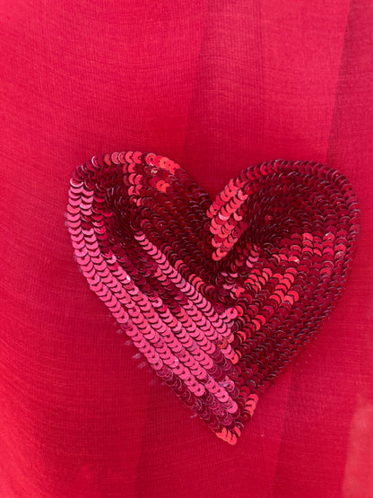 Small Sequins Heart Organza Saree