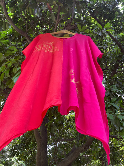 Red & Pink Crepe Kaftan