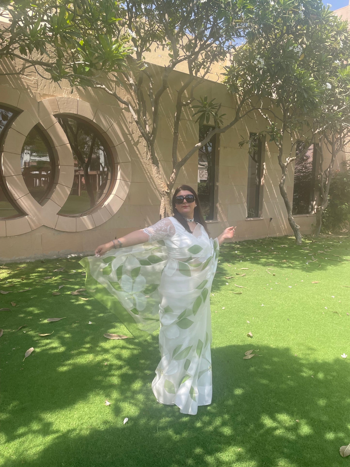 Big Hibiscus Organza Saree