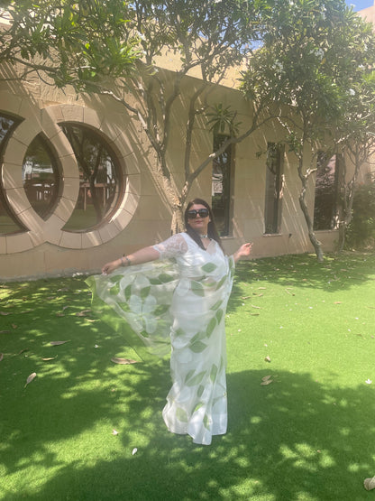 Big Hibiscus Organza Saree