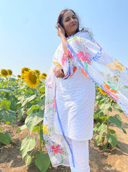Hibiscus Organza Dupatta