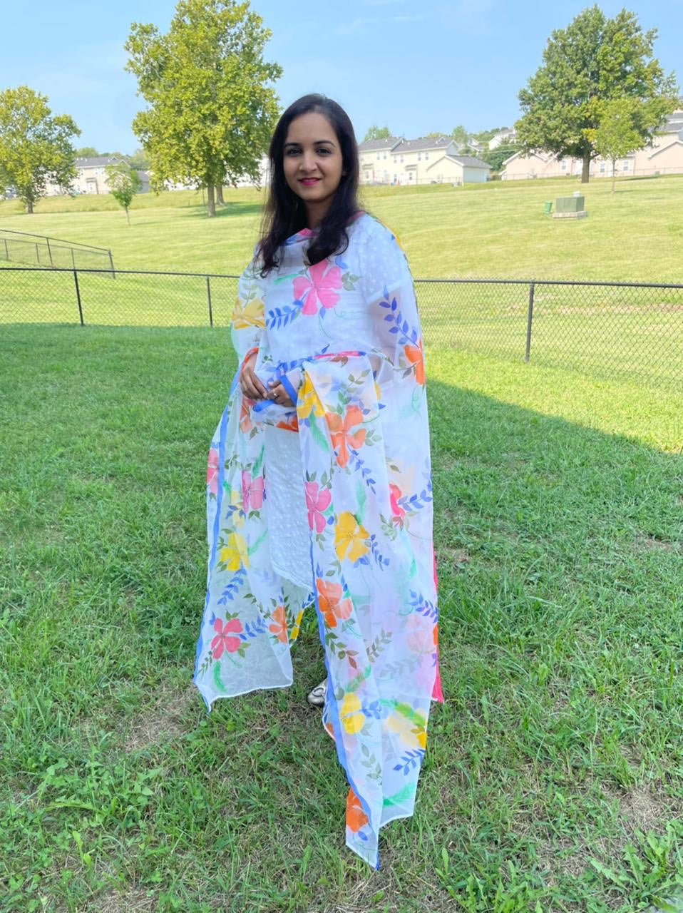 Hibiscus Organza Dupatta