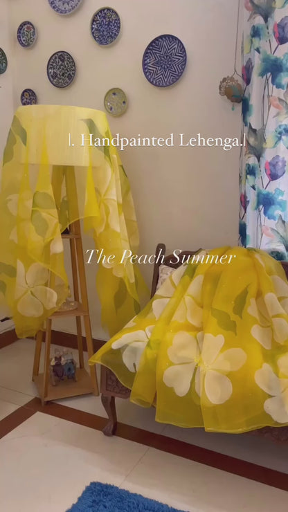 Big Hibiscus Organza Lehenga